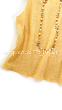 CHANEL 99C Soft Yellow CC Buttons Wool Tweed Jacket 38 40 シャネル ソフトイエロー・CCボタン・ウール・ジャケット 即発