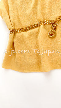 CHANEL 99C Soft Yellow CC Buttons Wool Tweed Jacket 38 40 シャネル ソフトイエロー・CCボタン・ウール・ジャケット 即発