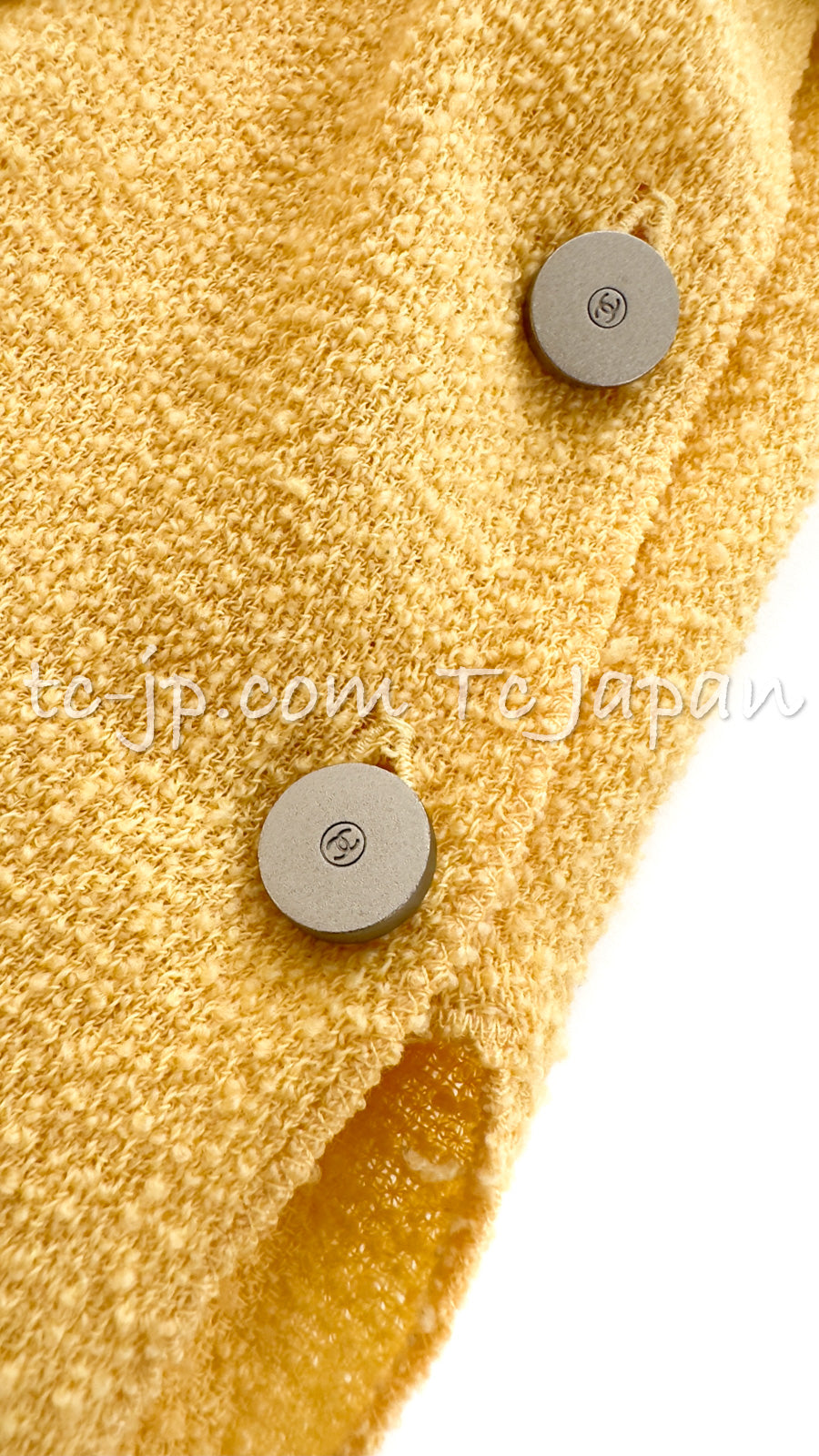 CHANEL 99C Soft Yellow CC Buttons Wool Tweed Jacket 38 40 シャネル ソフトイエロー・CCボタン・ウール・ジャケット 即発