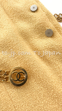 CHANEL 99C Soft Yellow CC Buttons Wool Tweed Jacket 38 40 シャネル ソフトイエロー・CCボタン・ウール・ジャケット 即発