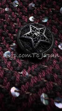 CHANEL 07PF Plum Burgundy Sequin Tweed Jacket Coat Skirt Suit 38 40 シャネル プラム バーガンディー スパンコール ツイード ジャケット コート スカート スーツ 即発