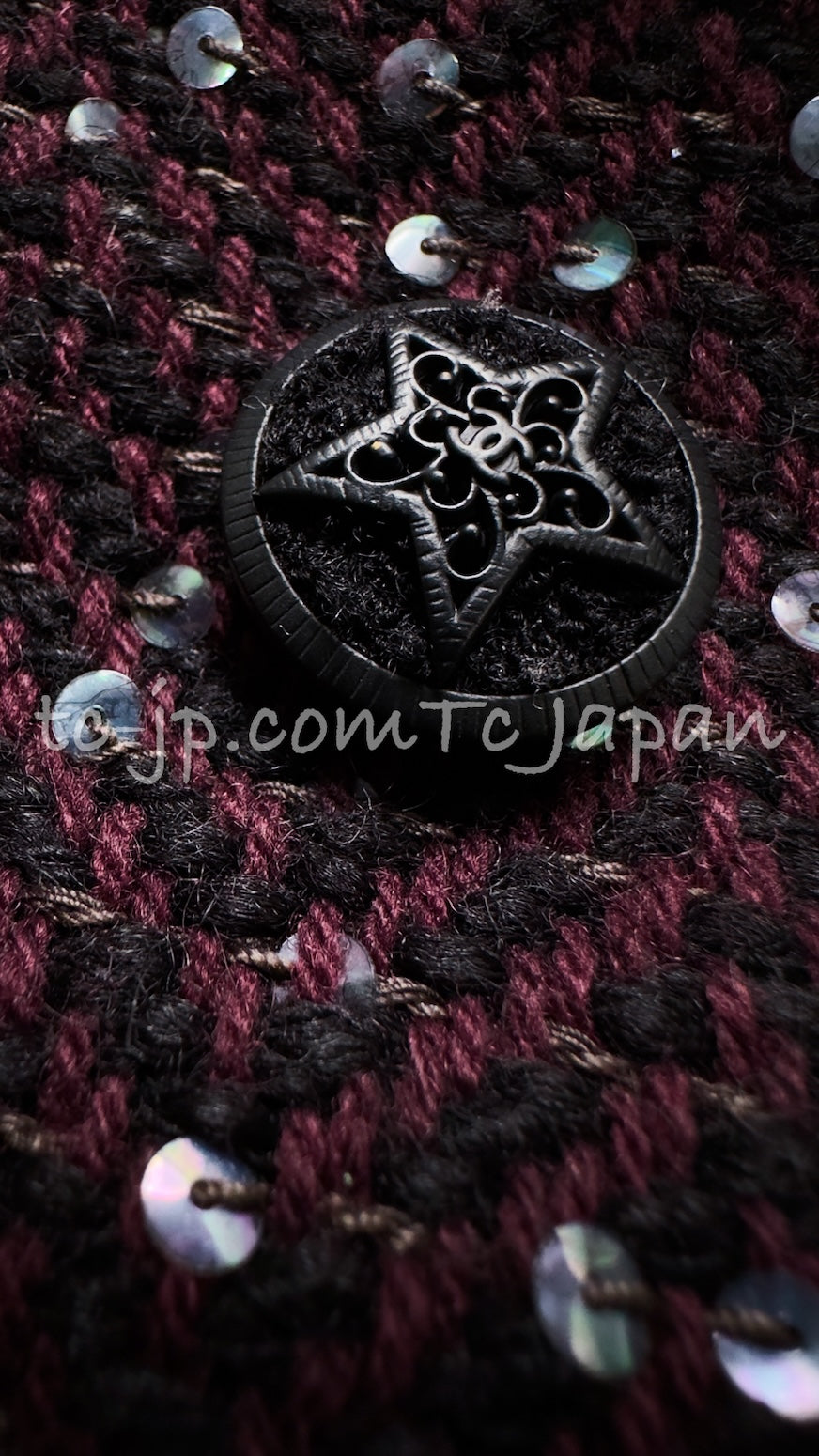 CHANEL 07PF Plum Burgundy Sequin Tweed Jacket Coat Skirt Suit 38 40 シャネル プラム バーガンディー スパンコール ツイード ジャケット コート スカート スーツ 即発