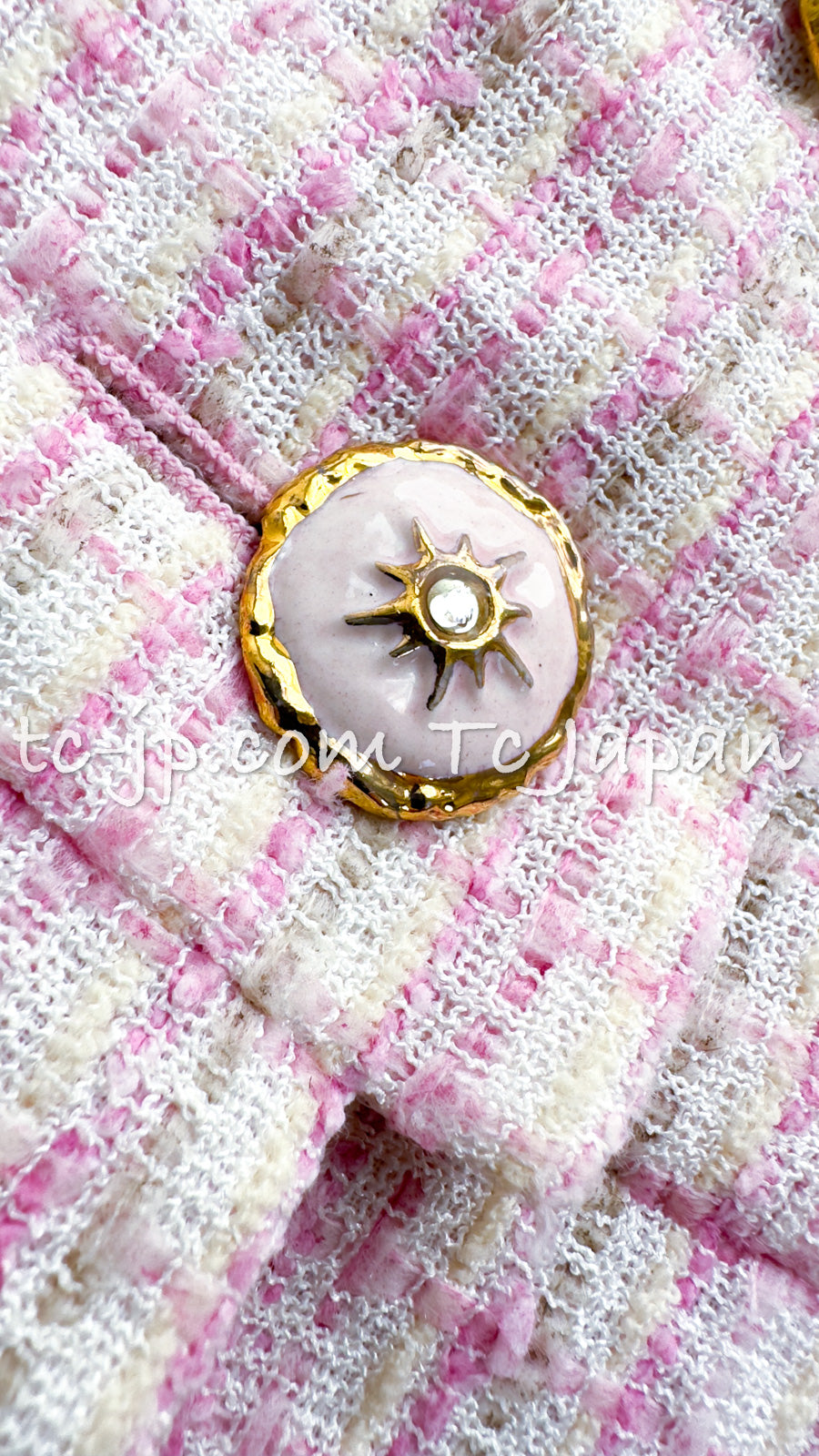 CHANEL 13C Pale Pink Stand Color Tweed Jacket 34 シャネル ペール ピンク スタンドカラー ジャケット 即発