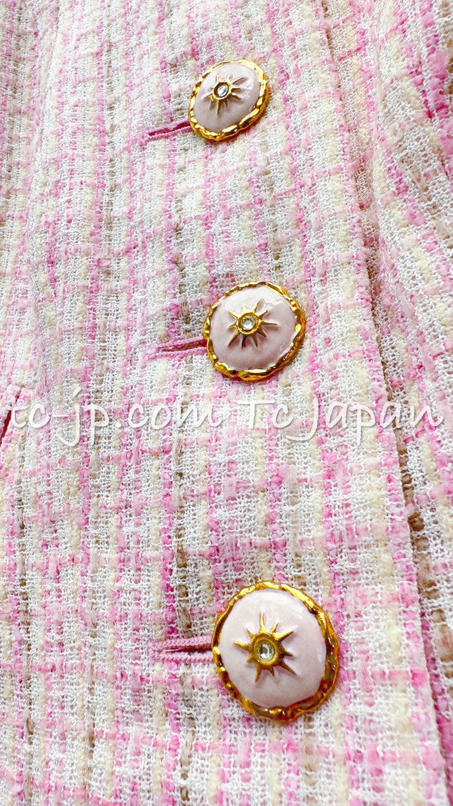 CHANEL 13C Pale Pink Stand Color Tweed Jacket 34 シャネル ペール ピンク スタンドカラー ジャケット 即発