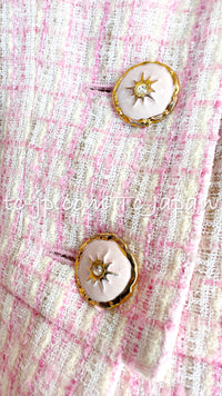CHANEL 13C Pale Pink Stand Color Tweed Jacket 34 シャネル ペール ピンク スタンドカラー ジャケット 即発