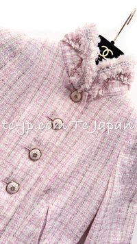 CHANEL 13C Pale Pink Stand Color Tweed Jacket 34 シャネル ペール ピンク スタンドカラー ジャケット 即発