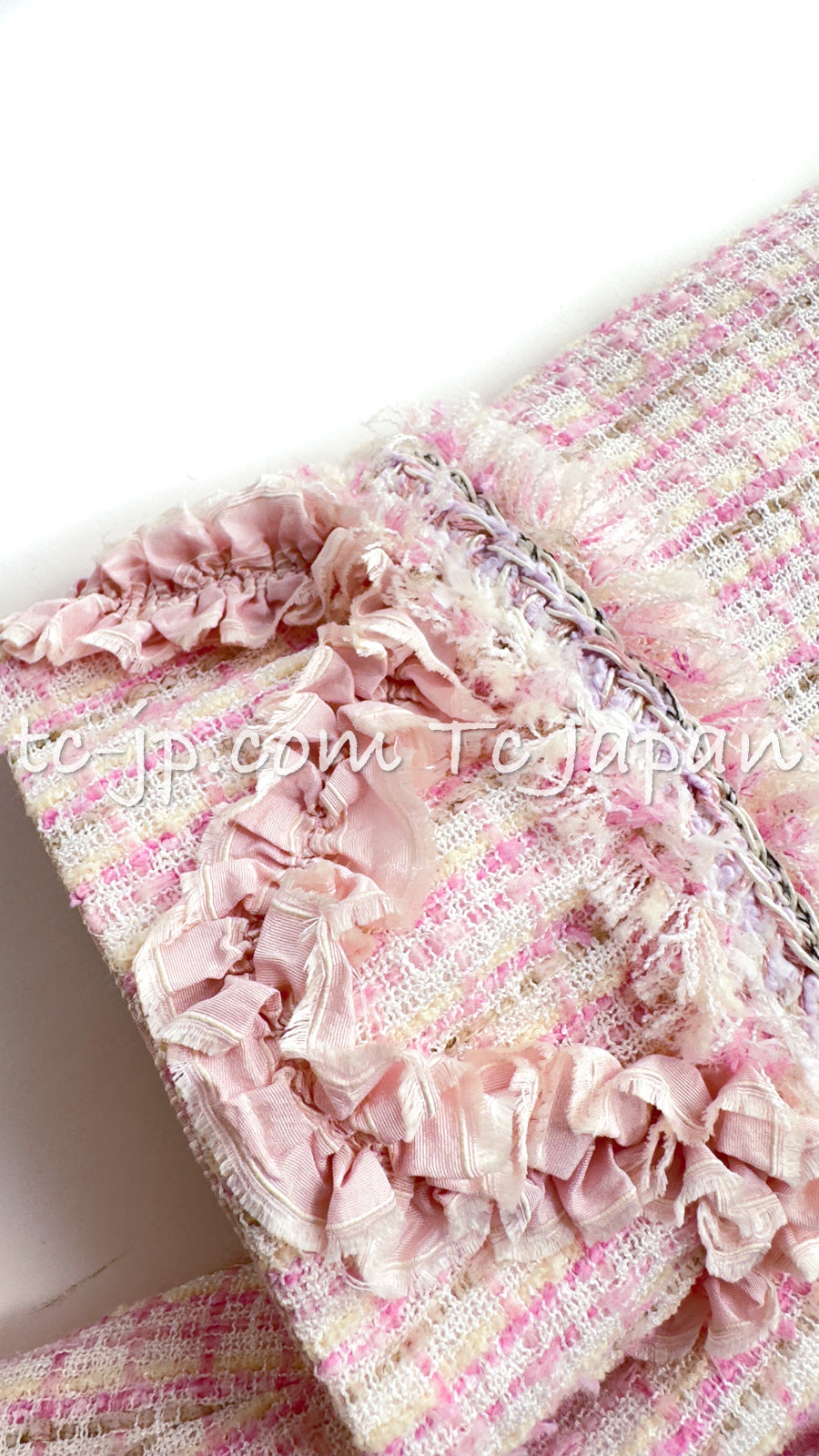CHANEL 13C Pale Pink Stand Color Tweed Jacket 34 シャネル ペール ピンク スタンドカラー ジャケット 即発