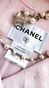 CHANEL 13C Pale Pink Stand Color Tweed Jacket 34 シャネル ペール ピンク スタンドカラー ジャケット 即発