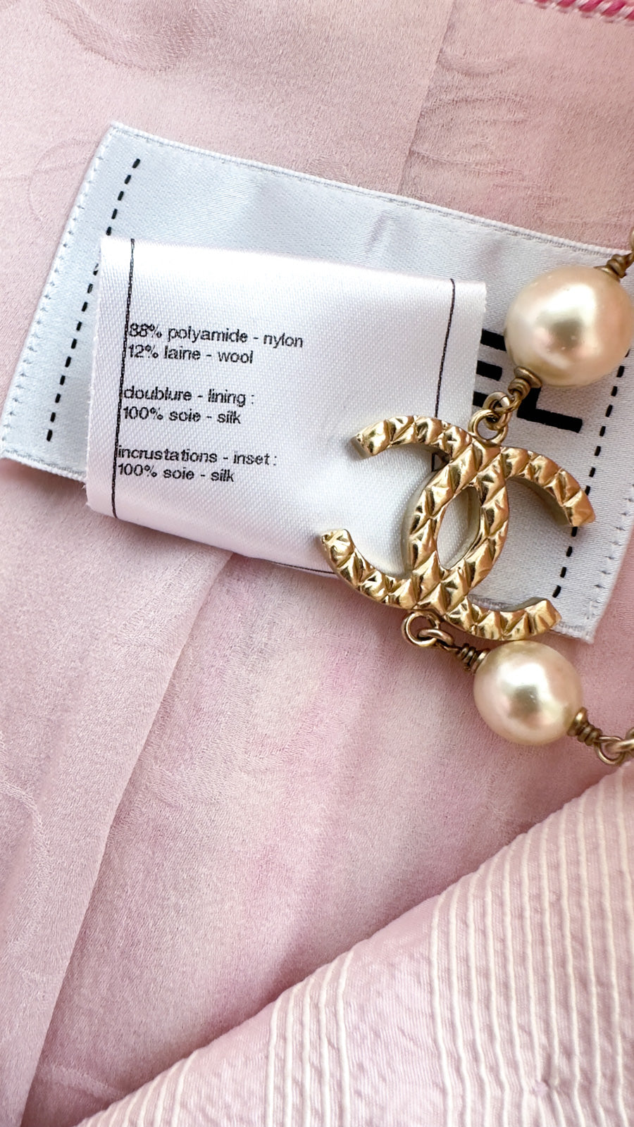 CHANEL 13C Pale Pink Stand Color Tweed Jacket 34 シャネル ペール ピンク スタンドカラー ジャケット 即発