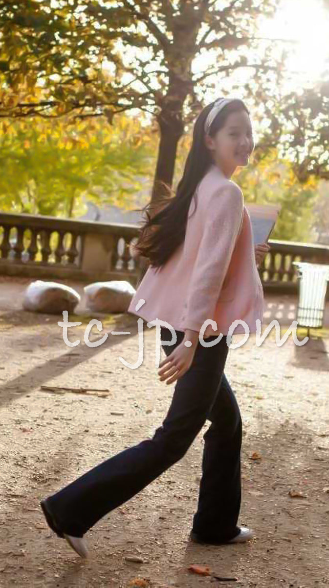 CHANEL 16C Pink CC Pearl Buttons Cotton Collarless Jacket 34 シャネル 一番人気 ピンク CC パール ボタン コットン ノーカラー ジャケット 即発