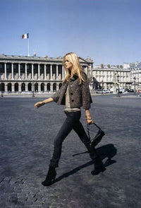 CHANEL 05A Charcoal Gray Brown Rabbit Real Fur Wool Tweed Jacket 34 シャネル チャコール グレー ブラウン ラビット ラパン リアル ファー ウール ツイード ジャケット 即発