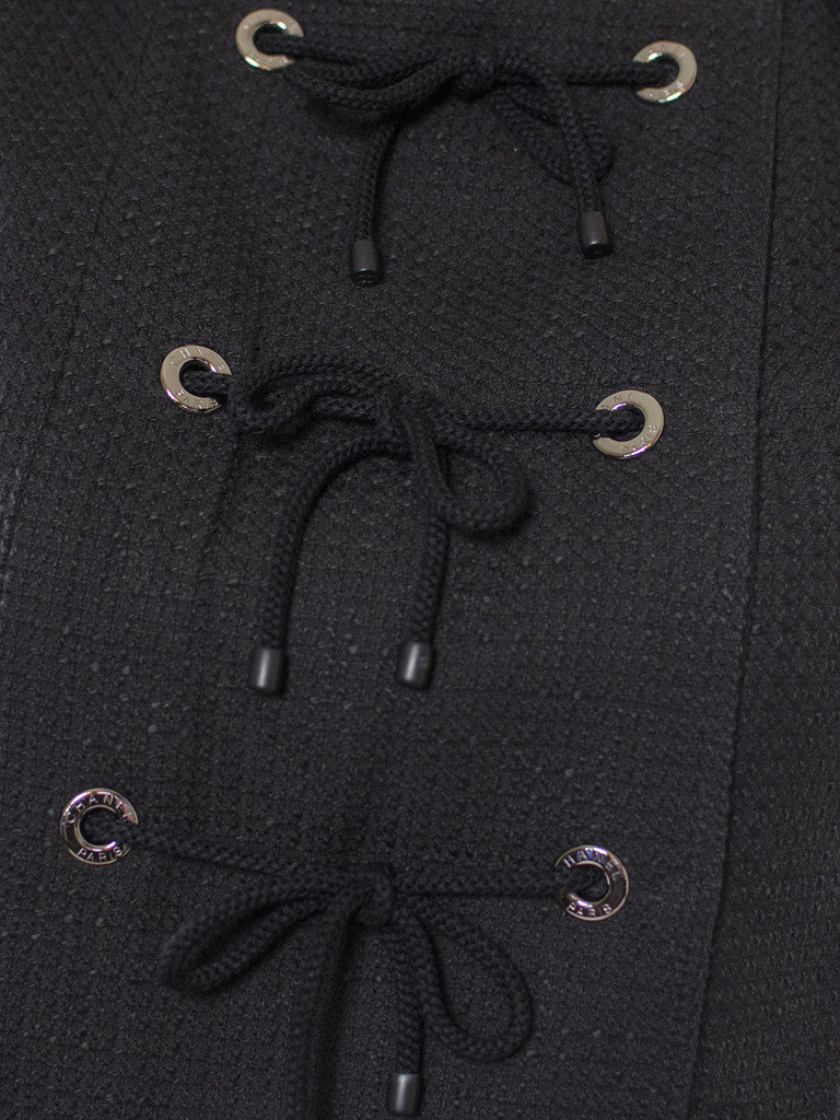 CHANEL 07C white or Black Dress jacket Coat with ribbon Suit  訳あり シャネル ブラック 胸紐・ジャケット・スカート・スーツ コート - TC JAPAN