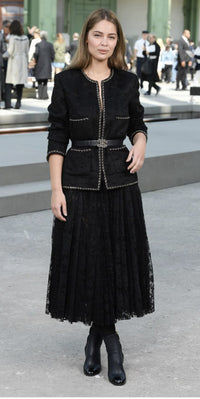 CHANEL 19B Black Llama Wool Chain Trim Jacket 38 40 シャネル ブラック ラマ ウール チェーン トリミング ジャケット 即発