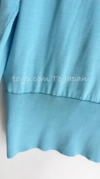 DOLCE & GABBANA Blue Pasta Knit Silk Cardigan 36 38 ドルチェ アンド ガッバーナ・パスタ・ニット・シルク・カーディガン 即発