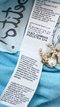 DOLCE & GABBANA Blue Pasta Knit Silk Cardigan 36 38 ドルチェ アンド ガッバーナ・パスタ・ニット・シルク・カーディガン 即発