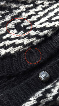 CHANEL 10A Black Ivory Wool Mohair Alpaca Knit Cardigan 34 シャネル ブラック アイボリー モヘア アルパカ ウール カーディガン 即発
