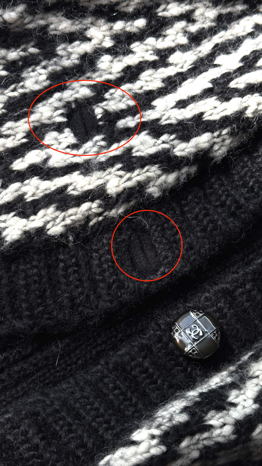 CHANEL 10A Black Ivory Wool Mohair Alpaca Knit Cardigan 34 シャネル ブラック アイボリー モヘア アルパカ ウール カーディガン 即発