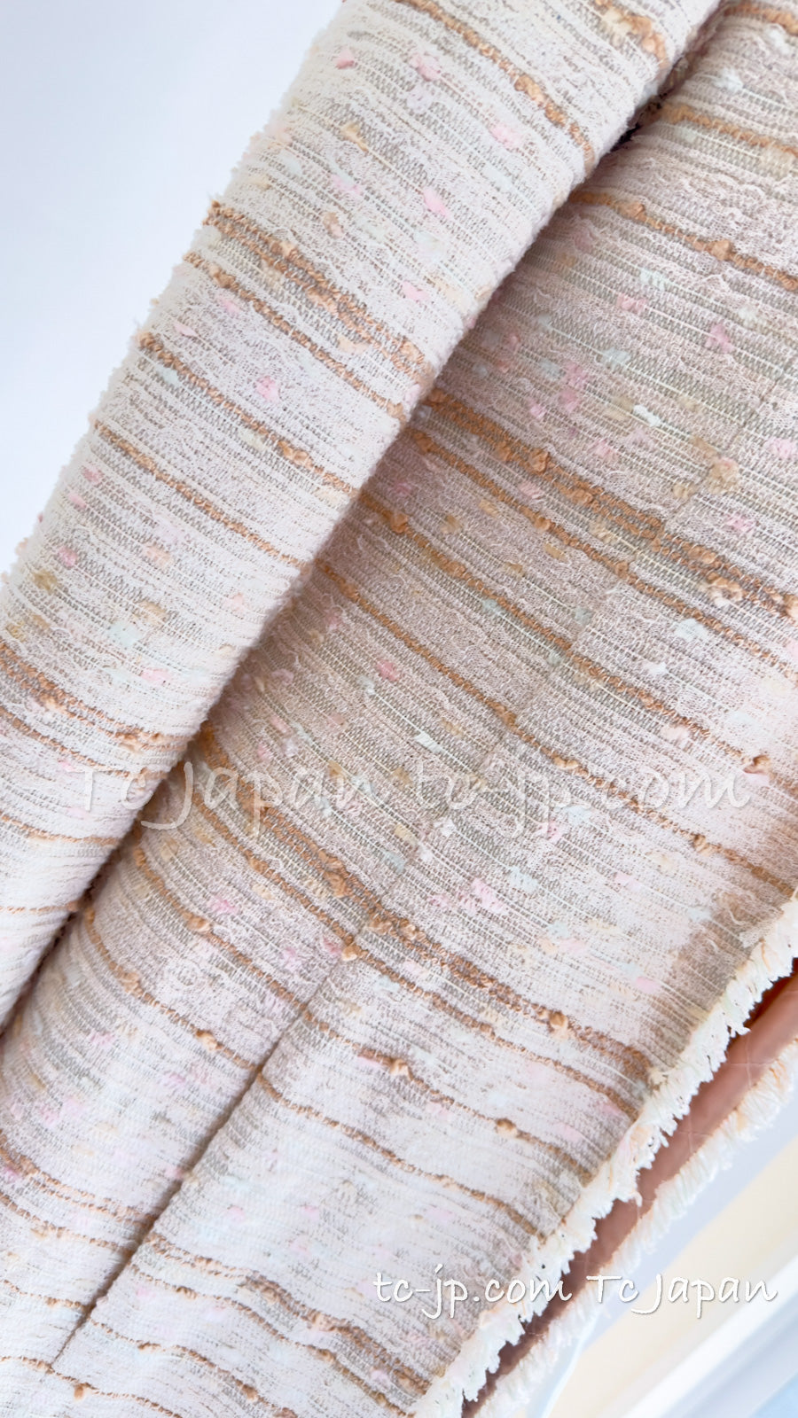 CHANEL 04S Ivory Beige Pink Coat Skirt Set 36 38 シャネル 生成り ベージュ ピンク コート スカート トップス セット 即発