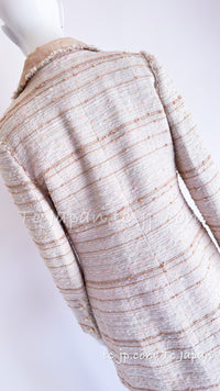 CHANEL 04S Ivory Beige Pink Coat Skirt Set 36 38 シャネル 生成り ベージュ ピンク コート スカート トップス セット 即発