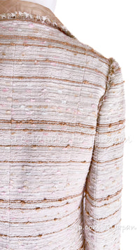 CHANEL 04S Ivory Beige Pink Coat Skirt Set 36 38 シャネル 生成り ベージュ ピンク コート スカート トップス セット 即発