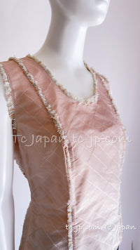 CHANEL 04S Ivory Beige Pink Coat Skirt Set 36 38 シャネル 生成り ベージュ ピンク コート スカート トップス セット 即発