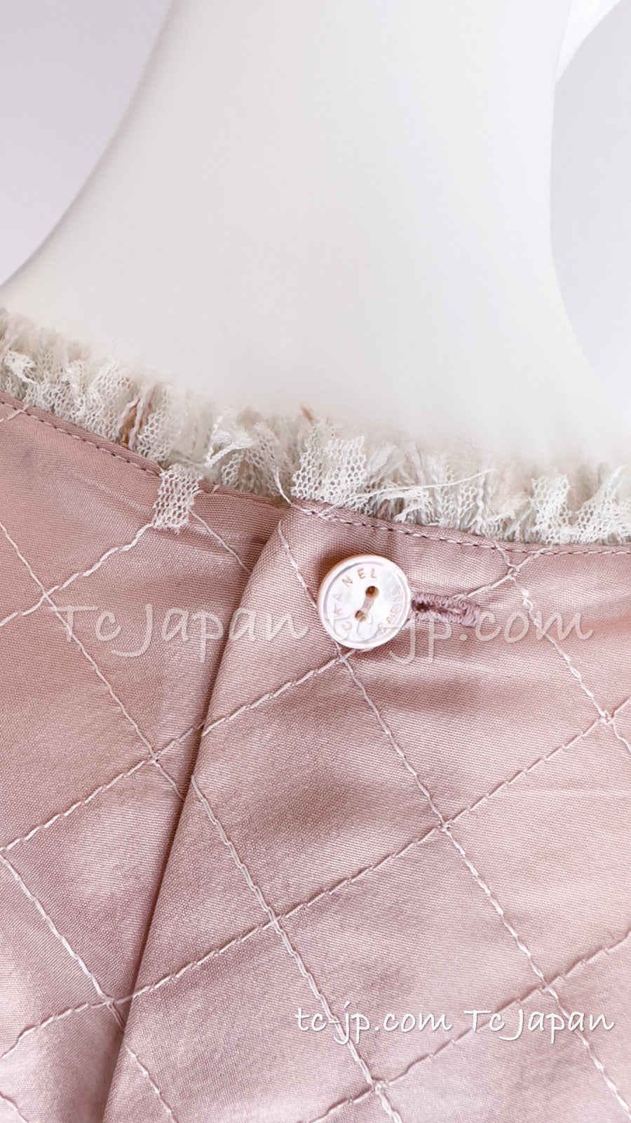 CHANEL 04S Ivory Beige Pink Coat Skirt Set 36 38 シャネル 生成り ベージュ ピンク コート スカート トップス セット 即発