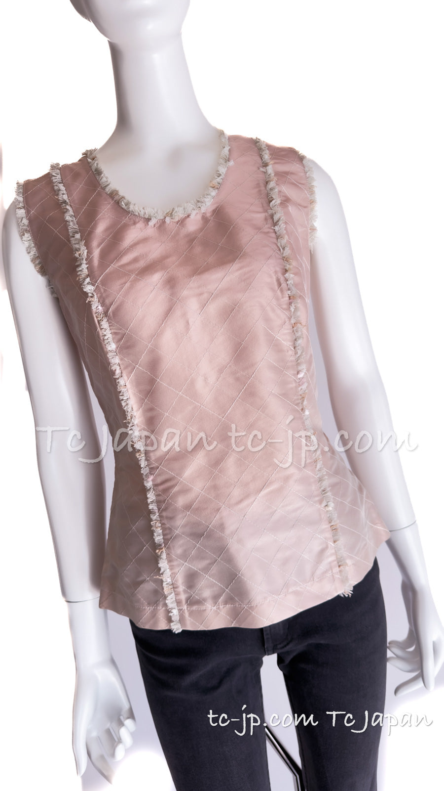 CHANEL 04S Ivory Beige Pink Coat Skirt Set 36 38 シャネル 生成り ベージュ ピンク コート スカート トップス セット 即発
