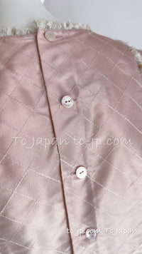 CHANEL 04S Ivory Beige Pink Coat Skirt Set 36 38 シャネル 生成り ベージュ ピンク コート スカート トップス セット 即発