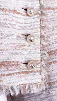 CHANEL 04S Ivory Beige Pink Coat Skirt Set 36 38 シャネル 生成り ベージュ ピンク コート スカート トップス セット 即発