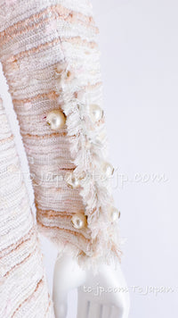 CHANEL 04S Ivory Beige Pink Coat Skirt Set 36 38 シャネル 生成り ベージュ ピンク コート スカート トップス セット 即発