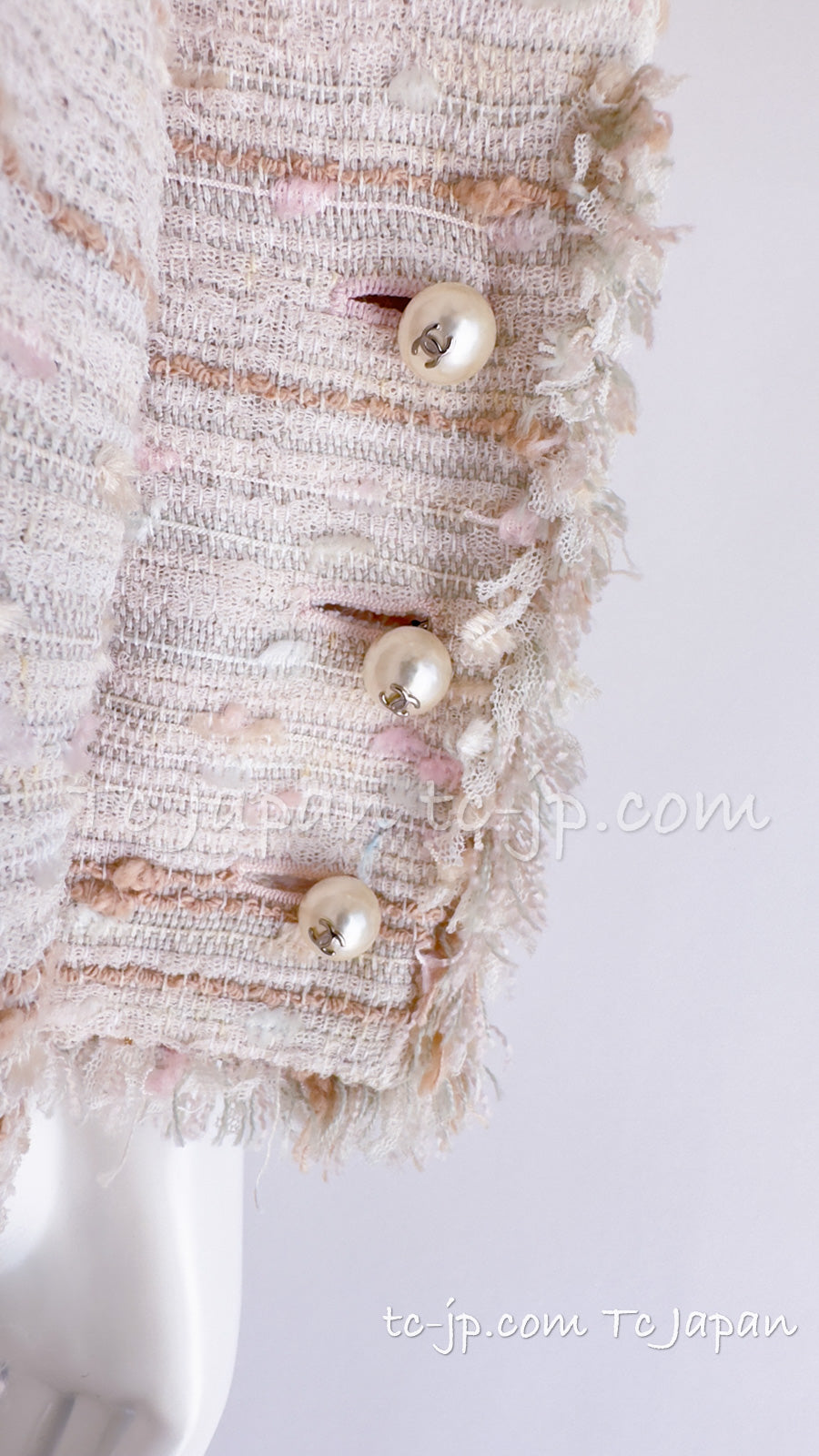 CHANEL 04S Ivory Beige Pink Coat Skirt Set 36 38 シャネル 生成り ベージュ ピンク コート スカート トップス セット 即発