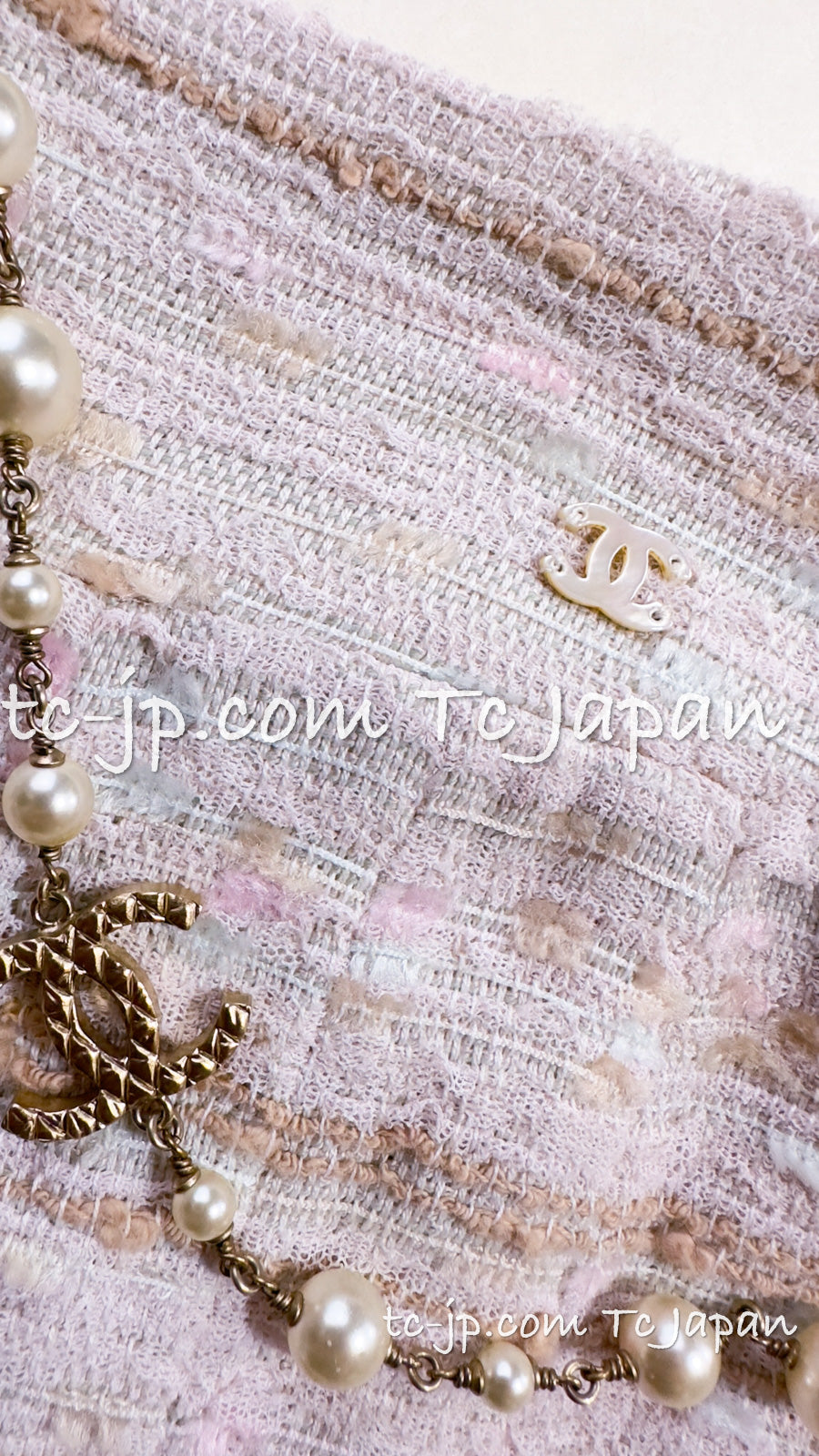 CHANEL 04S Ivory Beige Pink Coat Skirt Set 36 38 シャネル 生成り ベージュ ピンク コート スカート トップス セット 即発