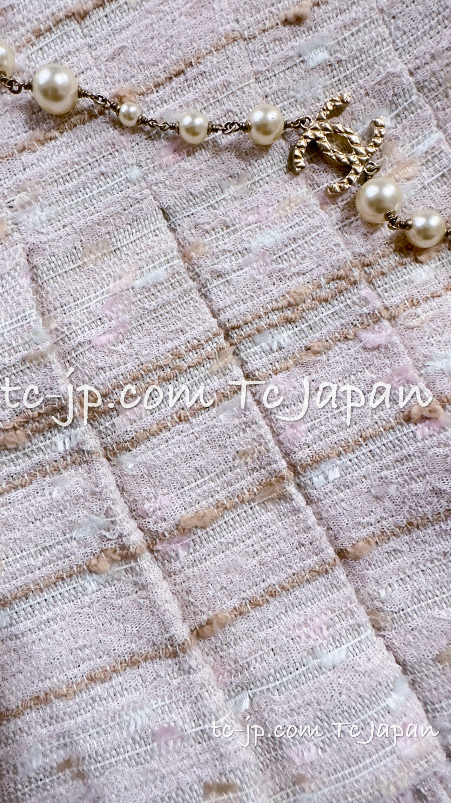 CHANEL 04S Ivory Beige Pink Coat Skirt Set 36 38 シャネル 生成り ベージュ ピンク コート スカート トップス セット 即発