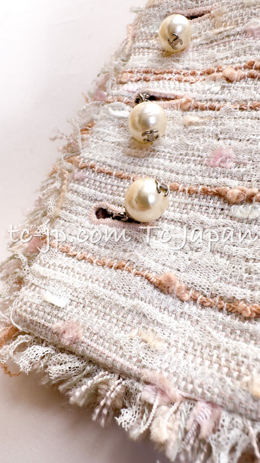 CHANEL 04S Ivory Beige Pink Coat Skirt Set 36 38 シャネル 生成り ベージュ ピンク コート スカート トップス セット 即発