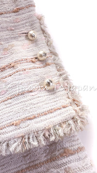 CHANEL 04S Ivory Beige Pink Coat Skirt Set 36 38 シャネル 生成り ベージュ ピンク コート スカート トップス セット 即発
