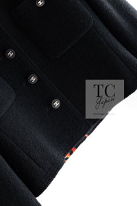 CHANEL 96S Black Rouge  Re d Pink Logo Tweed Jacket Skirt Suit 34 シャネル ブラック ルージュ レッド ピンク ロゴ ツイード ジャケット スカート スーツ 即発