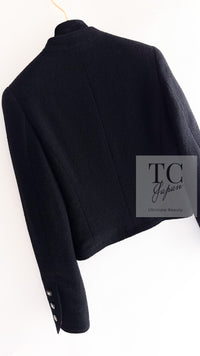CHANEL 96S Black Rouge  Re d Pink Logo Tweed Jacket Skirt Suit 34 シャネル ブラック ルージュ レッド ピンク ロゴ ツイード ジャケット スカート スーツ 即発