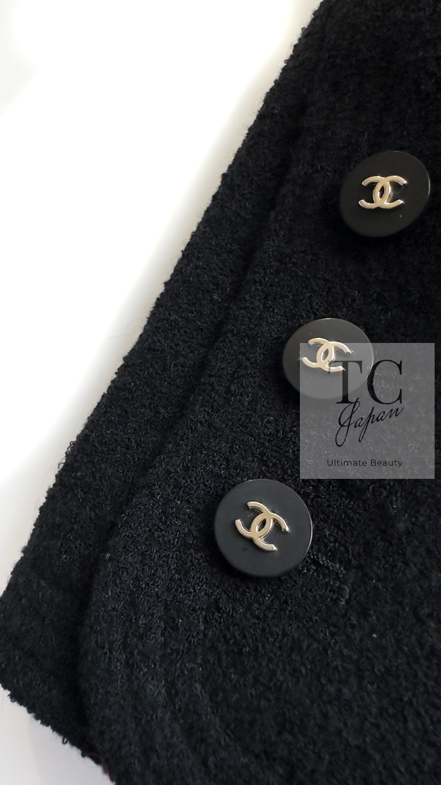 CHANEL 96S Black Rouge  Re d Pink Logo Tweed Jacket Skirt Suit 34 シャネル ブラック ルージュ レッド ピンク ロゴ ツイード ジャケット スカート スーツ 即発