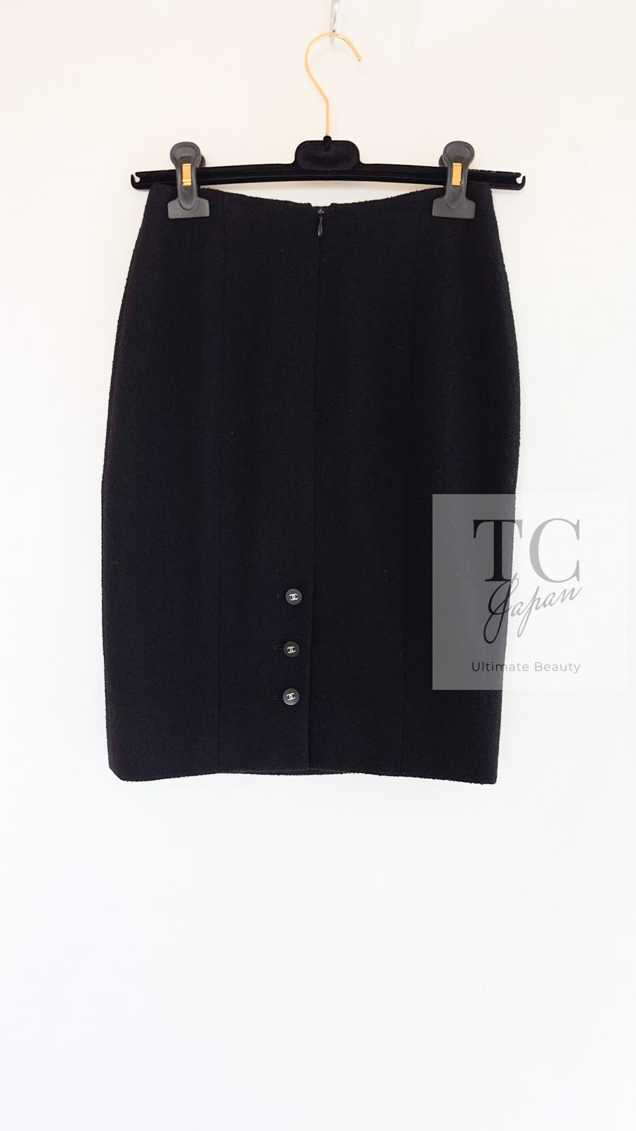 CHANEL 96S Black Rouge  Re d Pink Logo Tweed Jacket Skirt Suit 34 シャネル ブラック ルージュ レッド ピンク ロゴ ツイード ジャケット スカート スーツ 即発