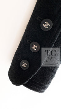 CHANEL 96S Black Rouge  Re d Pink Logo Tweed Jacket Skirt Suit 34 シャネル ブラック ルージュ レッド ピンク ロゴ ツイード ジャケット スカート スーツ 即発