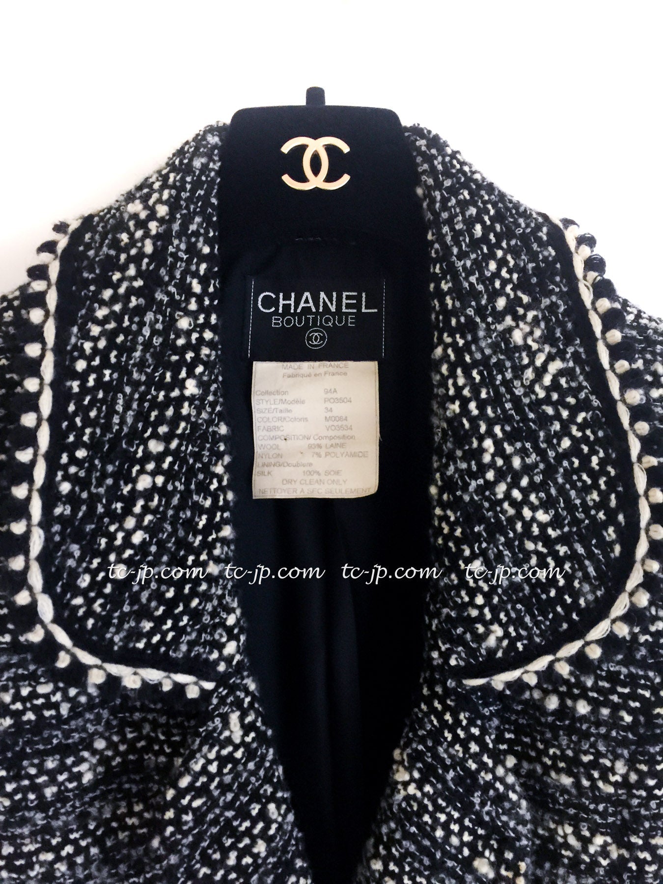 CHANEL 94A Vintage Black Mix Wool Tweed Jacket 36 38 シャネル ヴィンテージ スーパーモデルのブラック系 ウール ツイード ジャケット 即発 - TC JAPAN