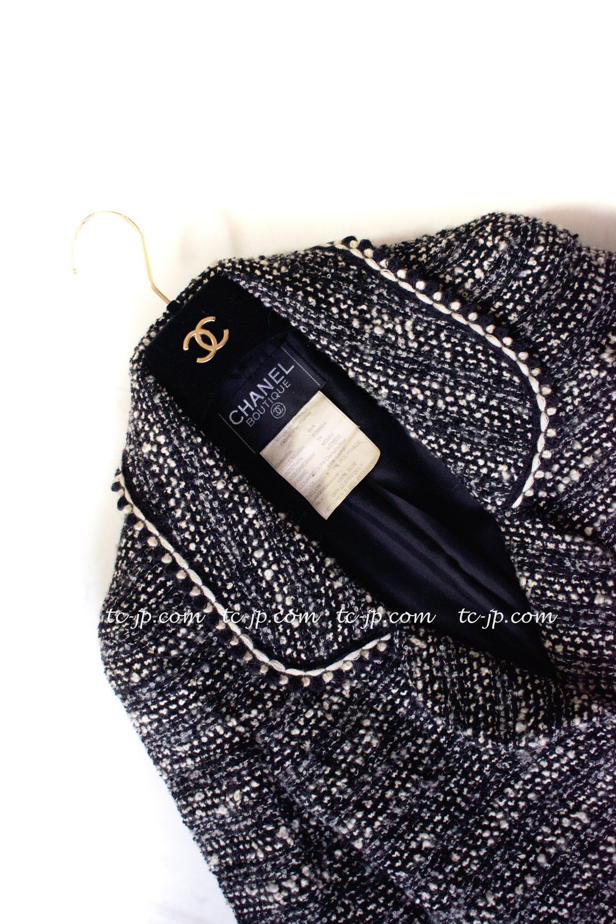 CHANEL 94A Vintage Black Mix Wool Tweed Jacket 36 38 シャネル ヴィンテージ スーパーモデルのブラック系 ウール ツイード ジャケット 即発 - TC JAPAN