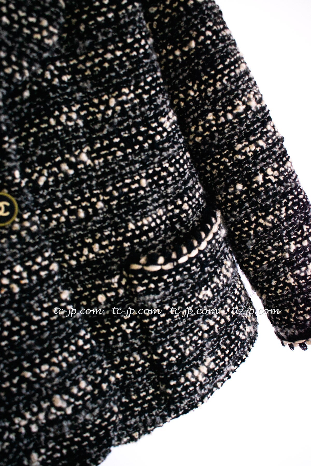 CHANEL 94A Vintage Black Mix Wool Tweed Jacket 36 38 シャネル ヴィンテージ スーパーモデルのブラック系 ウール ツイード ジャケット 即発 - TC JAPAN