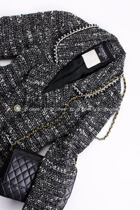 CHANEL 94A Vintage Black Mix Wool Tweed Jacket 36 38 シャネル ヴィンテージ スーパーモデルのブラック系 ウール ツイード ジャケット 即発 - TC JAPAN