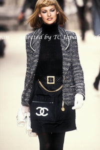 CHANEL 94A Vintage Black Mix Wool Tweed Jacket 36 38 シャネル ヴィンテージ スーパーモデルのブラック系 ウール ツイード ジャケット 即発 - TC JAPAN