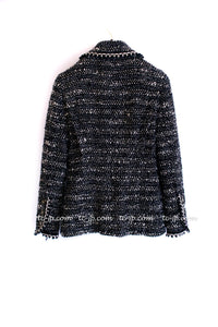 CHANEL 94A Vintage Black Mix Wool Tweed Jacket 36 38 シャネル ヴィンテージ スーパーモデルのブラック系 ウール ツイード ジャケット 即発 - TC JAPAN