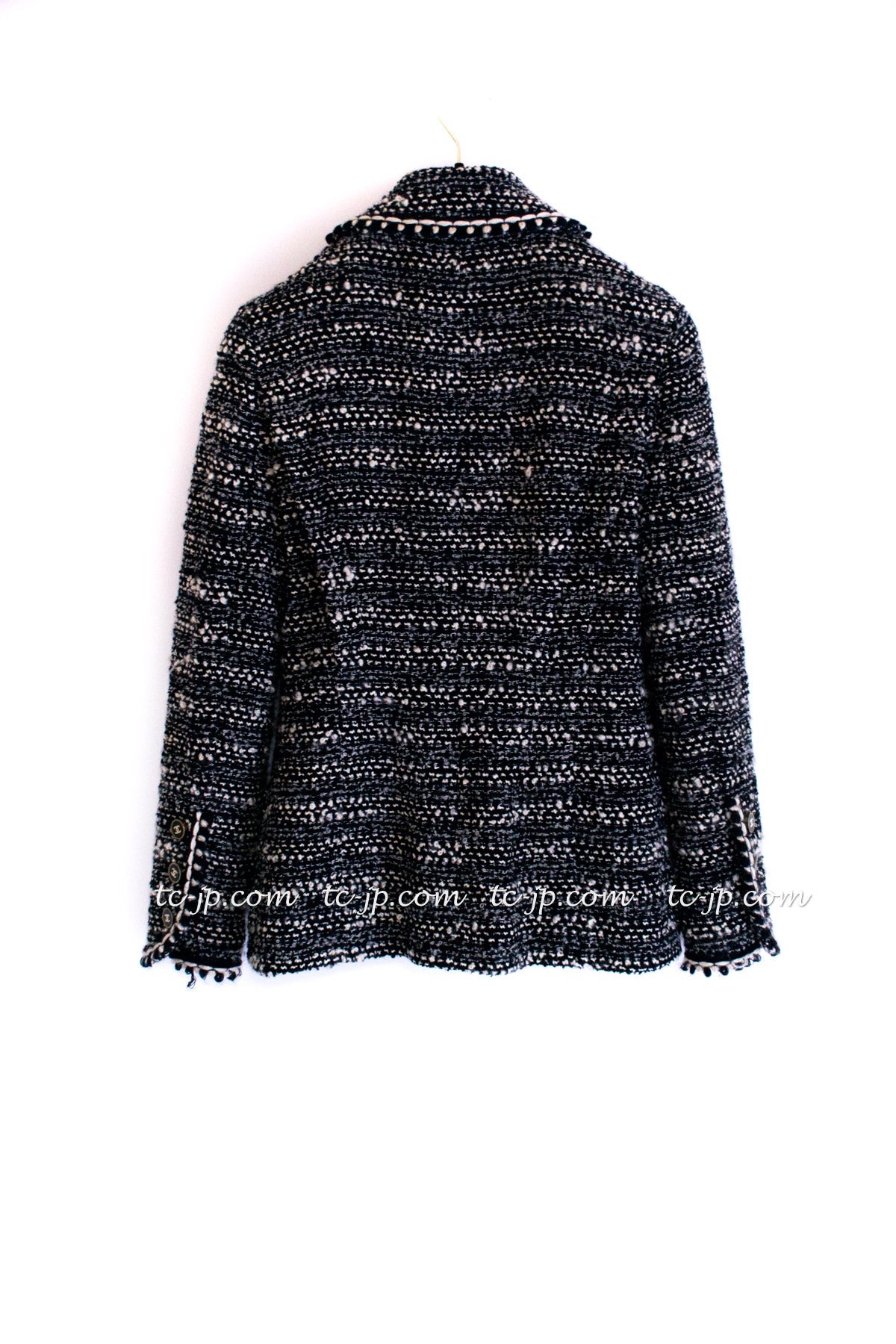 CHANEL 94A Vintage Black Mix Wool Tweed Jacket 36 38 シャネル ヴィンテージ スーパーモデルのブラック系 ウール ツイード ジャケット 即発 - TC JAPAN