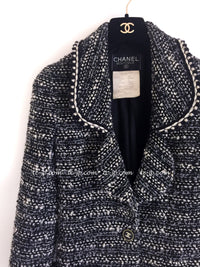 CHANEL 94A Vintage Black Mix Wool Tweed Jacket 36 38 シャネル ヴィンテージ スーパーモデルのブラック系 ウール ツイード ジャケット 即発 - TC JAPAN