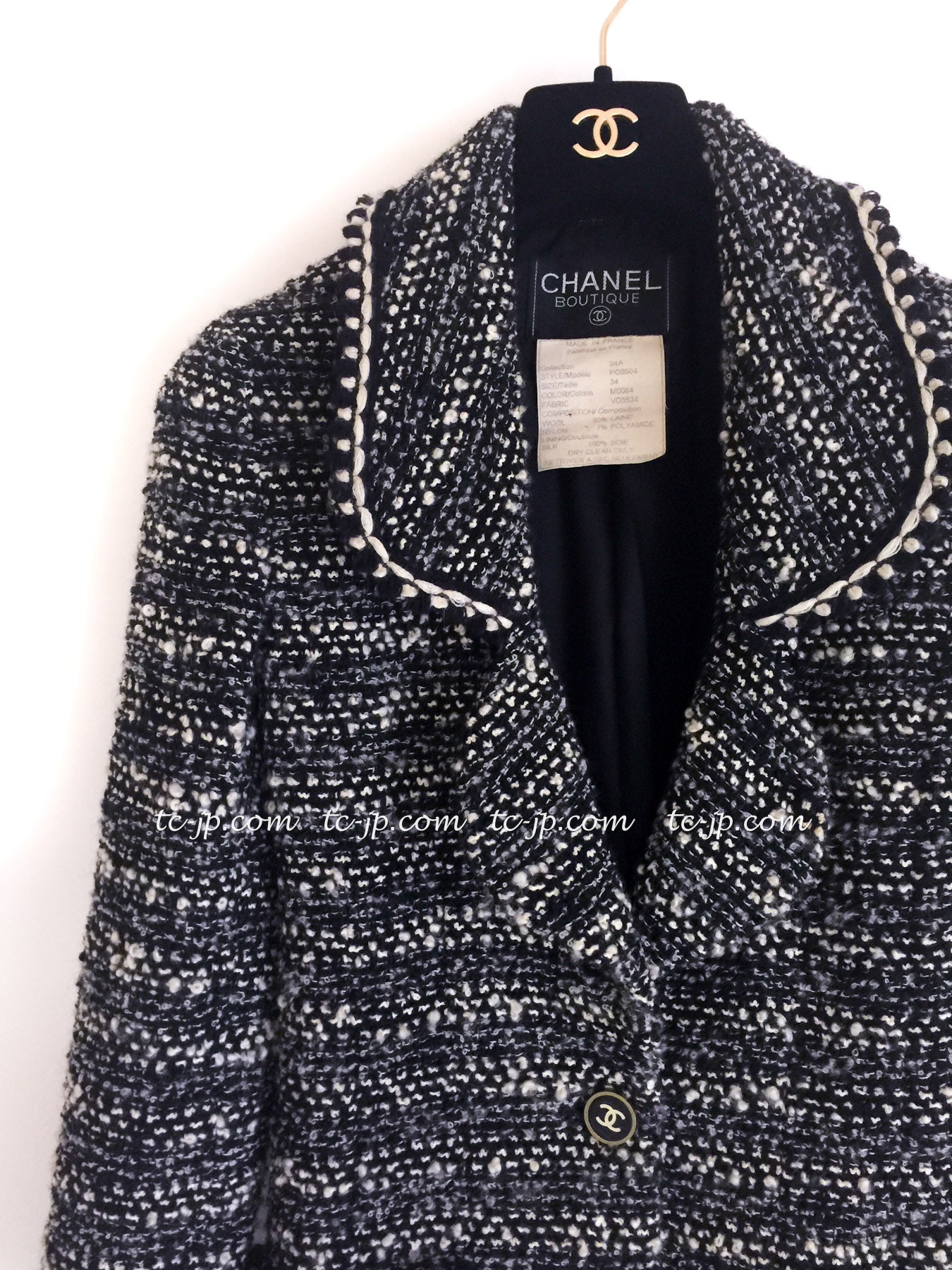 CHANEL 94A Vintage Black Mix Wool Tweed Jacket 36 38 シャネル ヴィンテージ スーパーモデルのブラック系 ウール ツイード ジャケット 即発 - TC JAPAN