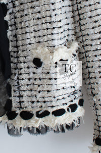 CHANEL 05S White Black Tweed Cardigan Jacket 34 36 シャネル ホワイト ブラック リボン ツイード カーディガン ジャケット 即発